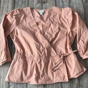 A new day Wrap Blouse with Puff Sleeves XS cotton v neck